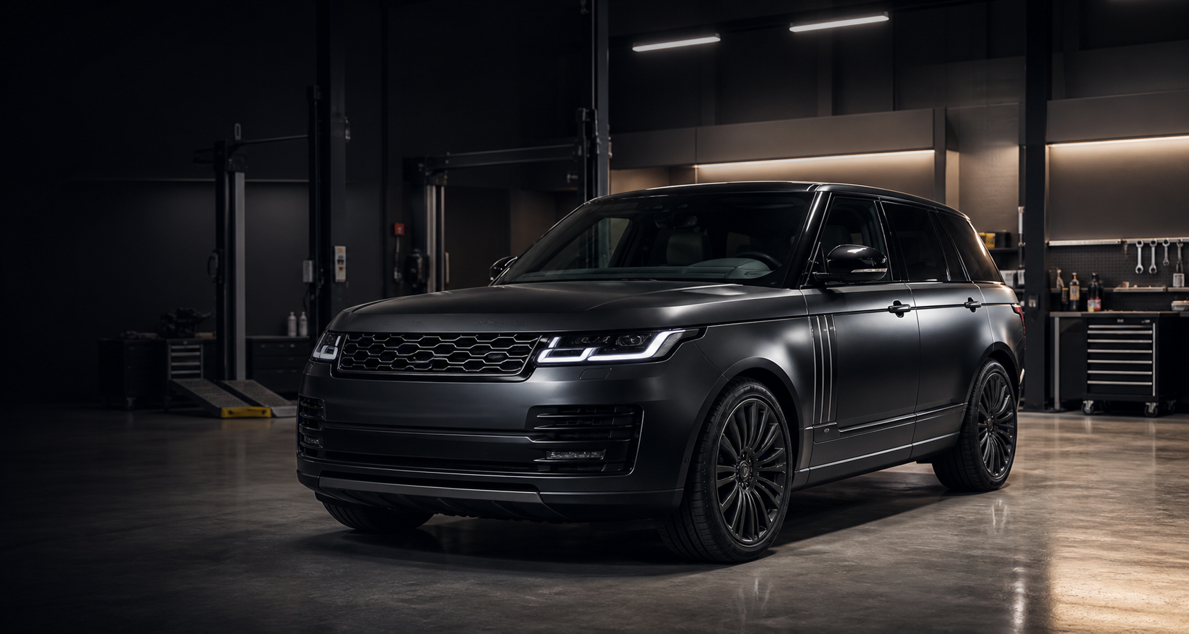 Modern Range Rover in the Masri Garage specialist workshop